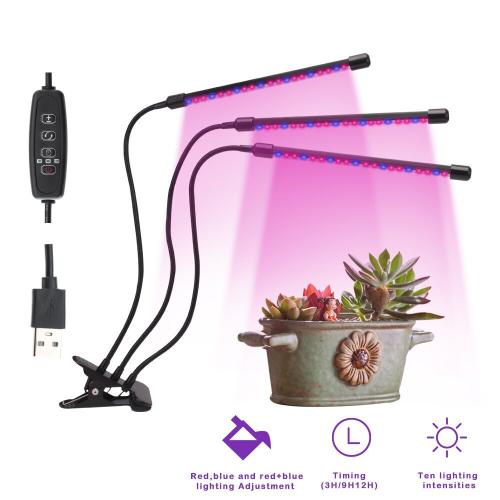 Светодиодная лампа для выращивания растений в помещении Grow Light 3 Head 18W оптом