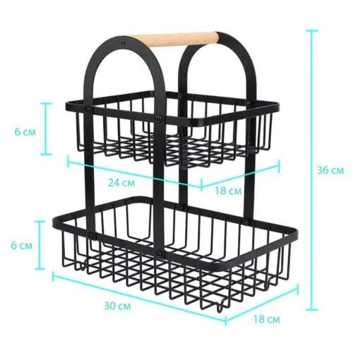 Металлическая двухъярусная фруктовница с деревянной ручкой оптом