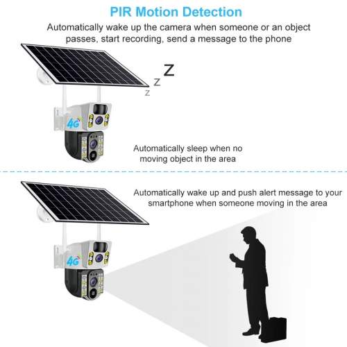 Беспроводная PIR IP-камера V380 наружная 4 МП 4G PTZ с датчиком движения, на солнечной батарее